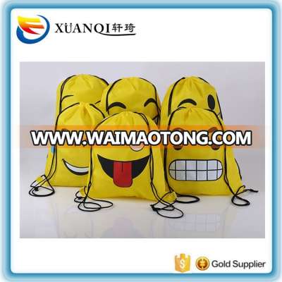 Taobao wholesale promotional polyester QQ emoji drawstring bag