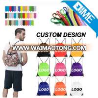 2017 Wholesale Cheap Custom Logo Printed Polyester Drawstring Bag