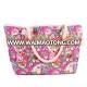 Fashion Flowers Printed Canvas Beach Bag